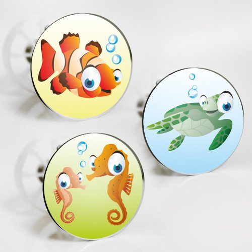 StöpselSpaß Aufkleber für Waschbeckenstöpsel - Motiv: Unterwasserwelt - 3 Stück im Set