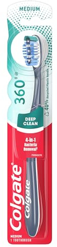Colgate 360 Toothbrush with Tongue and Cheek Cleaner, Medium Toothbrush, 1 Pack