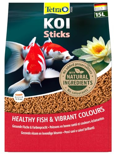 Tetra Pond Koi Sticks - Fodera Koi per pesci colorati e una migliore qualità dell'acqua, sacchetto da 15 l