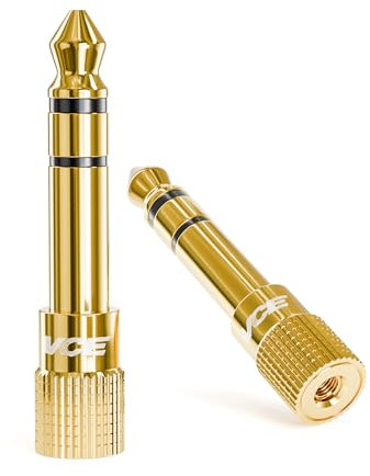 VCE Headphone Jack Adapter 6.35mm Male 1/4 inch to 3.5mm Female 1/8 inch Aux Plug Converter Audio Stereo Adaptor Gold Plated for Keyboard Digital Piano Amplifier Earphone 2 Pack