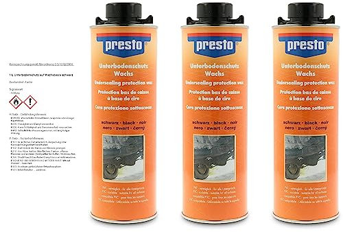 3 x 1 litro Presto protezione sottoscocca UBS a base di cera, nero anticorrosione