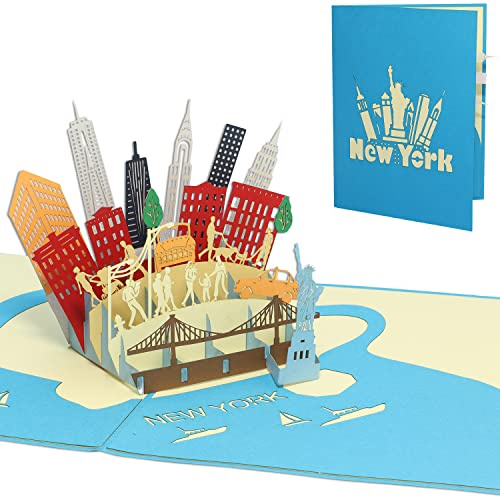 LINPopUp®, LIN17604, 3D POP UP-kort NewYork, resekupong, popup-födelsedagskort, vikkort födelsedag, stadskarta present stadsresa New York Amerika USA, N717