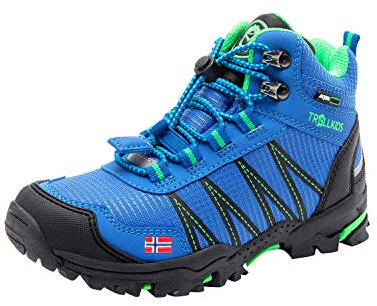 Trollkids Kinder Trolltunga wasserdichter Wanderschuh Mittel, Mittelblau/Grün, Größe 40