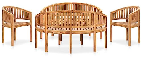 vidaXL Loungegrupp för trädgården 5 delar bananformad massivt teakträ