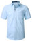 HISDERN Mens Short Sleeve Dress Shirts Formal Casual Regular Fit Shirt Button Down Business Office Blue Shirts with Chest Pocket,L