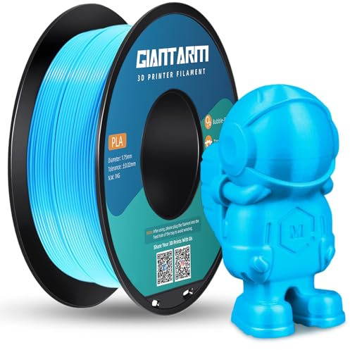 Giantarm PLA-filament 1,75 mm, PLA Plus 3D-skrivarfilament, mått +/- 0,02 mm, 1 kg spole för 3D-skrivare i vakuumförpackning, ljusblå