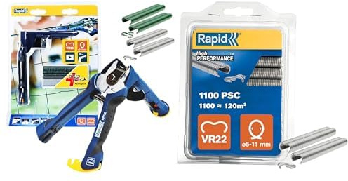 Rapid, 40303112, Kit pince à grillage, Avec chargeur rapide, 200 agrafes incluses, FP222 & 40108806 VR22 Galva, Gris, 1 paquet de 1100 pièces