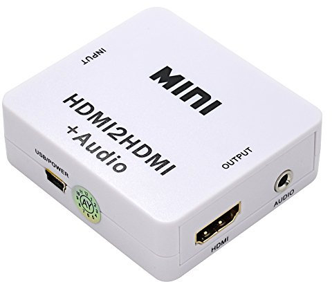 BOWONG Mini convertidor, 1080P HDMI2HDMI Audio HD Convertidor, HDMI a HDMI Audio Extractor, Adaptador de Conversor de Audio para PC, Ordenador portátil, Proyector HDTV