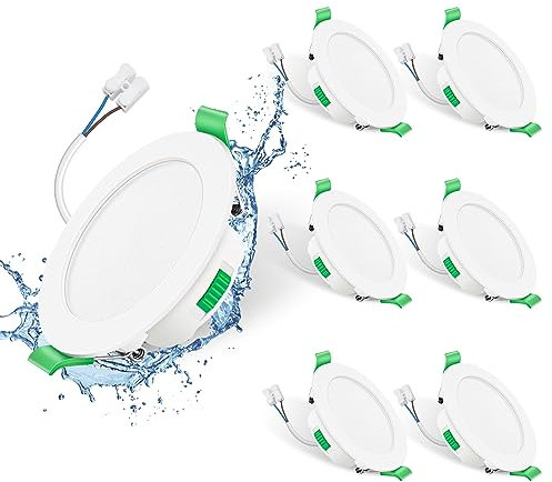 ALUSSO LIGHTING LED Einbaustrahler 230V 7W Dimmbar Flach IP65 LED Spots Badezimmer Deckenspots 68mm Einbauleuchten, Warmweiß 3000K Neutralweiß 4000K Kaltweiß 6500K Einbauspots Deckenstrahler, 6er Set
