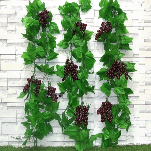4 Bunches of Artificial Grapes Cluster, High Simulation Vines with Grapes Plastic Fruit Grapevines Fake Fruits Home Party Wedding Decoration
