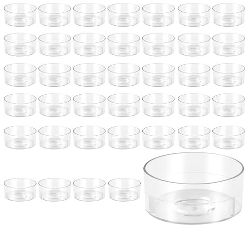 TIANCONGYUN 40 Stück Kunststoff Kerzengläser, Transparente Runde Teelichtgläser, Gläser Für Kerzen, Teelichthalter Für Hochzeitsdeko Tischdeko Geburtstag