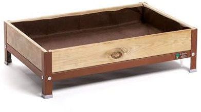 MI HUERTO URBAN Jardinera Elevada Madera con Bandeja Recoge Aguas | Estructura Metálica | Mesa Cultivar Plantas Terraza Jardín Balcón Exterior | Marrón | HUERTO BAJO - 90x60x26 cm