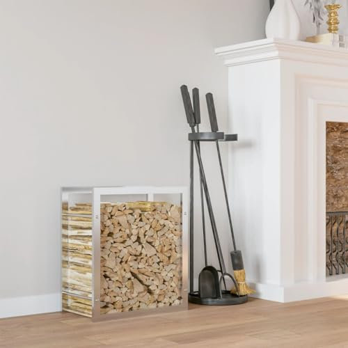 Cinyiqo Firewood Rack 80x28x86 cm Stainless Steel Firewood Holders Indoor Wood Stove Outdoor Fireplace Heavy Duty Wood Stacking Wood Storage Kit for Fireplace Tool