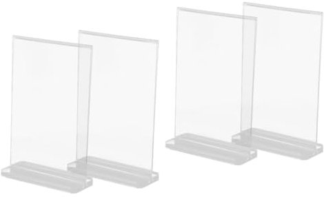 NUOBESTY 2 Ensembles Supports En Acrylique Support Porte-affiche Support De Signe Porte-assiettes Représente L'affichage Menu Panneau De Table Pot Nombre Cadre Panneaux Blanche 2 Pièces * 2