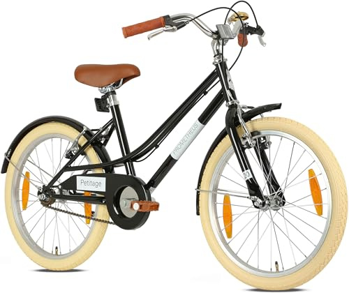 PROMETHEUS BICYCLES Retro Kinderfahrrad 20 Zoll Jungen Mädchen | 20 Zoll Fahrrad Junge ab 6 Jahre | Fahrrad Kinder ab 7 Jahre PETITAGE in Schwarz
