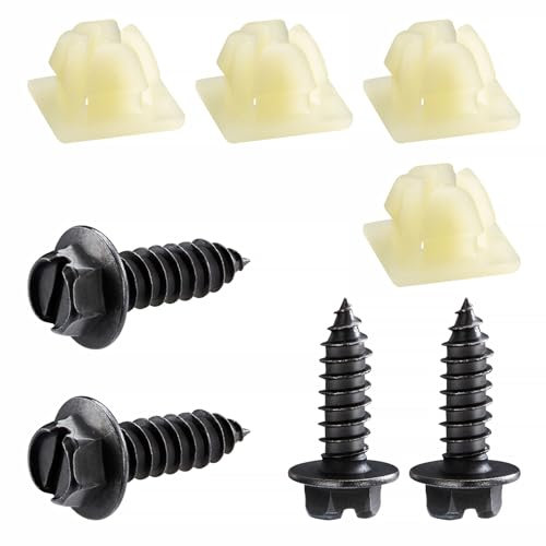 HZJD License Plate Screws, Nylon Retaining Nuts, Black(4PCS)