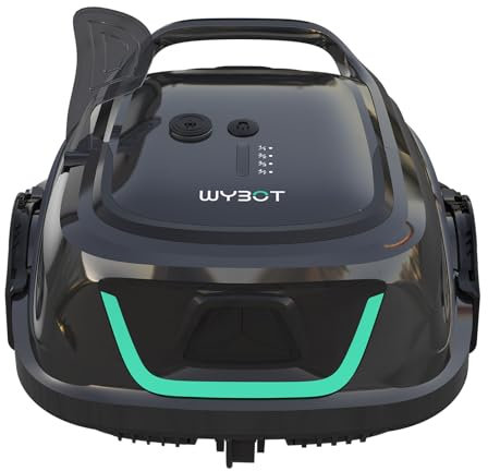 WYBOT Robot Piscine sans Fil pour Piscine Familiale Jusqu'à 100m², Nettoyage Automatique du Fond, 120 Min d'Aspirateur Piscine Haute Performance, Système Double Turbine,Vert Foncé