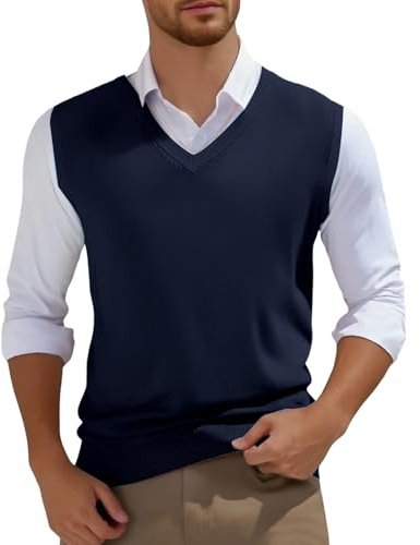 Generisch Gilet da Uomo, Maglione con Scollo a V, Gilet in Lana, Gilet Smanicato, Maglia a Maniche Lunghe, Gilet Autunnale, Gilet Monocromatico, Maglione a Maniche Corte, Stile Classico, Maglione, Top