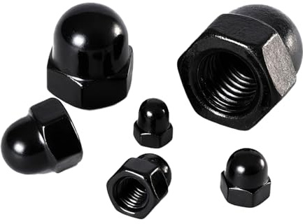 M4-0.7 mm Acorn Cap Nuts (80-Pack), Black Zinc Plated Carbon Steel, Metric Hex Dome Nuts for Decorative & Structural Use