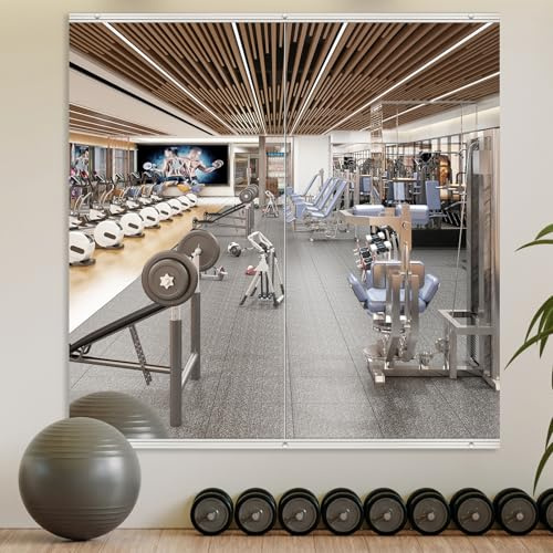 ERZERT Home Gym Mirror,2 Pack Large 48x24 Inch Frameless Tempered Glass Wall Mirror, Full Body Workout and Decorative Mirrors for Home Gym, Yoga, Dance Studio, Garage, Exercise Room