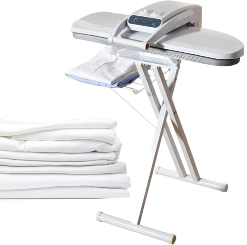 Kommersiell kraftig ångpress, 1400 W smart stor ångpress med stativ, 65 * 24 cm yta, 50 kg tryck, 300 ml tankkapacitet, 6 tyginställningar, for hemföretag(Standard)