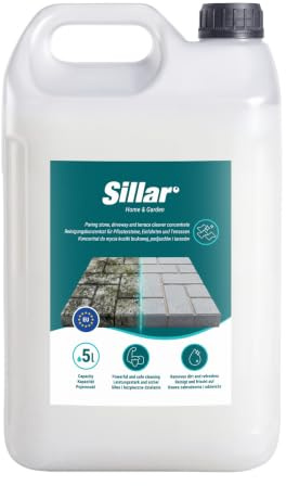 Sillar Rengöringsmedel För Marksten Och Betong Koncentrat 5 L | För Uppfarter Gångar Terrasser Och Betong Spädning 1:10 Eller 1:20 Räcker Till 500–1000 M²
