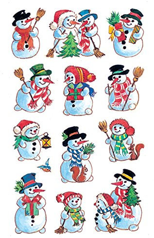 AVERY Zweckform 36 Aufkleber Weihnachten Schneemann (Made in Germany, Weihnachtssticker aus Papier, selbstklebende Weihnachtsdeko für Karten, Geschenke, Tüten, Basteln) 3 Bogen/je 12 Sticker, 52335