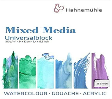 Hahnemühle Mixed Media Universalblock, feinkörnige Oberflächenstruktur, naturweiß, 310 g/m², 24x32 cm