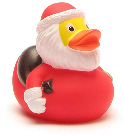 Duckshop - Papera Babbo Natale con sacco doni e campana, in gomma