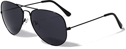 Black Pilot Aviator Sunglasses Dark Lenses