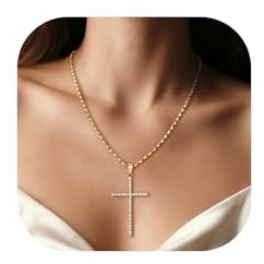 U7 Cross Necklace for Women,Dainty Diamond Cross Necklaces Large Gold Cross Necklace,Birthday Christmas Gifts for Women Mother Wife,20-22 Inches