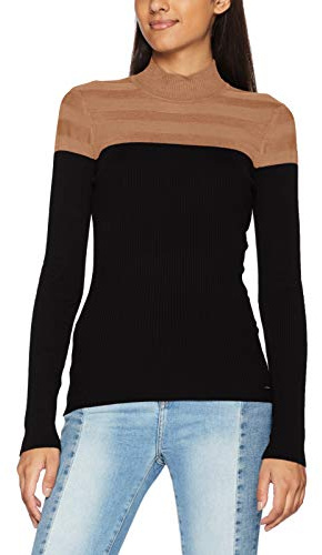 Morgan Jersey de manga larga con un cuello alto Camello S