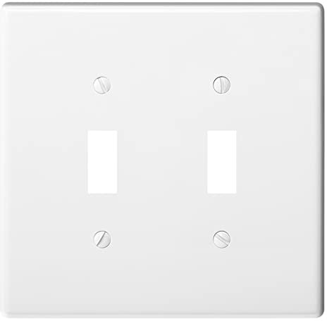 2-fach Kippschalter für Lichtschalter, Wandplatte, Doppelschalter, Blende für Doppelschalter, mittlere Größe, 2-fach, 12,4 x 12,5 cm (mittelgroß, 10 Stück, weiß)