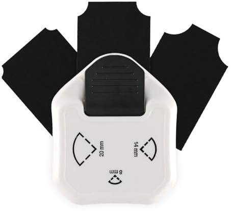 Paperfuel 3 in 1 Corner Punch 3 Sizes Label Making Tags Square Top Edge Motif Punch Paper Card Making Gift Wrapping, black/white
