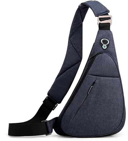 VARLIVOO Bandoleras Hombre, Bolso de Hombro Antirrobo Pequeña Bolso de Pecho Impermeable para Trabajo y Viaje Deporte Unversidad Azul C