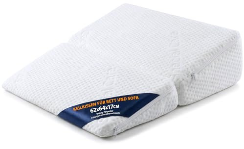 Totsy Baby Cuscino Antireflusso Adulti & a Cuneo per Letto 45x140 cm - da Lettura Triangolare Schienale Letto – Cuscino Reflusso Rialzo per Leggere a Letto Fodera Lavabile Öko-Tex