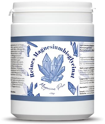 Pure Magnesium Bisglycinat Pulver - Magnesiumbisglycinat 200mg Elementares Magnesium pro gramm - Ohne Magnesiumstearat