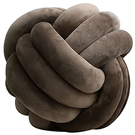 GYCS Cuscini a Sfera con Nodo Cuscini per Divano Cuscino Nodo Cuscino Peluche Morbido Cuscino Imbottito Cuscino per casa Cuscino Palla Peluche tiro Ben sigillato,Dark Brown,22cm