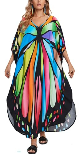 L-Peach Robe de Plage Longue Caftan Boheme Robe Maxi pour Femme