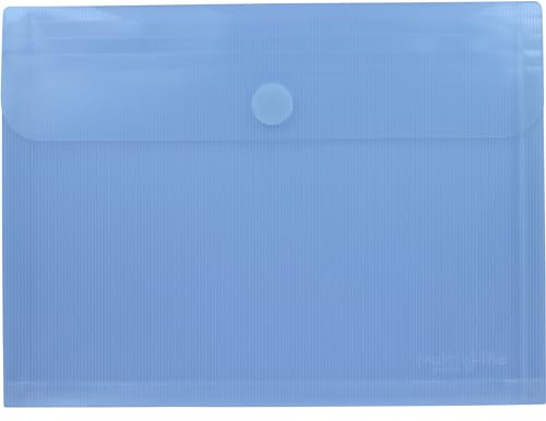 Grafoplas - Pack de 5 Carpetas Sobres Plastico con Fuelle 30mm, Cierre Textil Adhesivo, Tamaño Folio +, Color Azul Claro, 33,5x25cm, Gran Capacidad, Perfecto para Documentos a4 y Folio