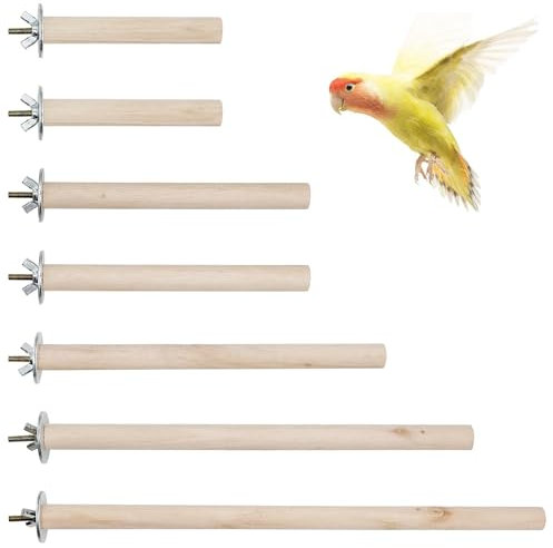 Woohome 7 Stück Natur Sitzstangen Vögel, Natürlicher Sitzstangen für Vögel Holz, Sitzstangen Vögel, Vögel Spielzeug Vogel Papagei Schaukel Spielzeug