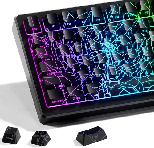 HITIME x XVX Spider Web Keycaps 60 75 100 Percent - Shine Through Keycaps w/IMD Tech, for Mechanical Keyboards, Full 118 Key Set, OEM Profile, Lines Backlit, Side Printed - Black