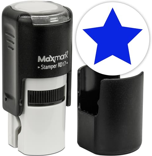 MaxMark Round Self Inking Emoji Stamp - Star - Blue Ink