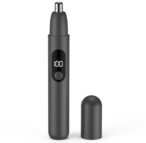 Nasenhaartrimmer, wiederaufladbare kabellose Ohr Augenbrauen Trimmen Werkzeug Dual-Edge-Klingen Rasierapparat einfache Reinigung mit LED-Licht für Mann Frau