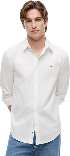 Tommy Jeans Camicia Uomo Tjm Reg Popeline DM0DM22026 L/S Camicia, Bianco (Ecru), XL