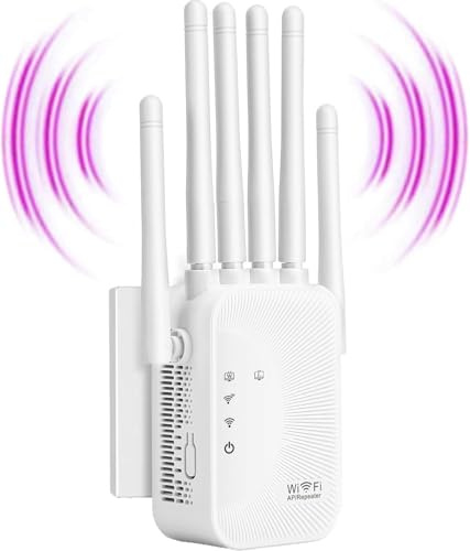 RipetitoreWiFi, Amplificatore potenteRipetitore WiFi per la casa, amplificatore WiFiRipetitore con copertura di 1200m²,6 antenne,2 porte LAN, estensoreWiFi per casa e ufficio compatibile (AP661)