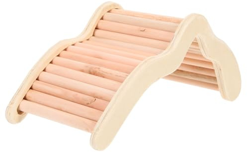 Toyvian Juguete para Hámster Escalera de Madera Natural con Puente para Ejercicio y Escondite para Roedores Pequeños y Aves Compacto y Estimula Habilidades y Reduce Estrés