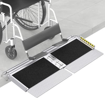 FACHNUO Rampa de umbral portátil de 30 cm con base autoajustable, capacidad de carga de 363 kg, rampa para sillas de ruedas para puertas de casa, rampa antideslizante para escalones en casa, rampa