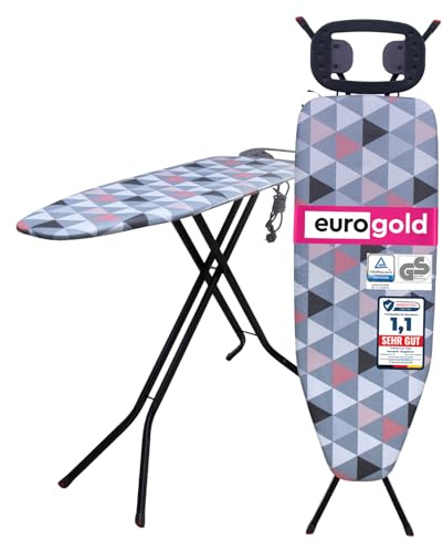 EUROGOLD® Bügelbrett mit Steckdose 120x42 cm, Nicht für Dampfbügelstation