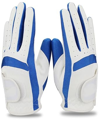 HJDGHU Golfhandschuhe 1 Paar Golfhandschuhe for die Linke und rechte Hand, for Kinder, Jungen, Grils, Stoff, 2 Farben, Weiß, Rosa, Blau, weicher atmungsaktiver Sporthandschuh(Blue 1 Pair,XL Size 17)